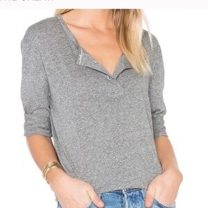 The Great 3 Heather grey gray oversized Henley shirt top